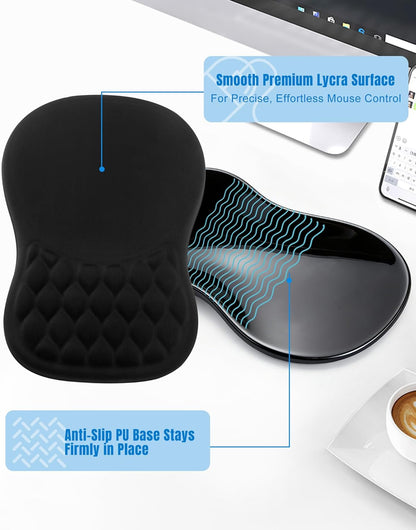 Ergonomic Mouse Pad with Sloped Memory Foam Wrist Rest (Black)