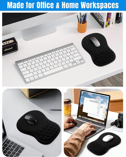 Ergonomic Mouse Pad with Sloped Memory Foam Wrist Rest (Black)