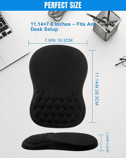 Ergonomic Mouse Pad with Sloped Memory Foam Wrist Rest (Black)