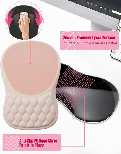 Ergonomic Mouse Pad with Sloped Memory Foam Wrist Rest (Black)