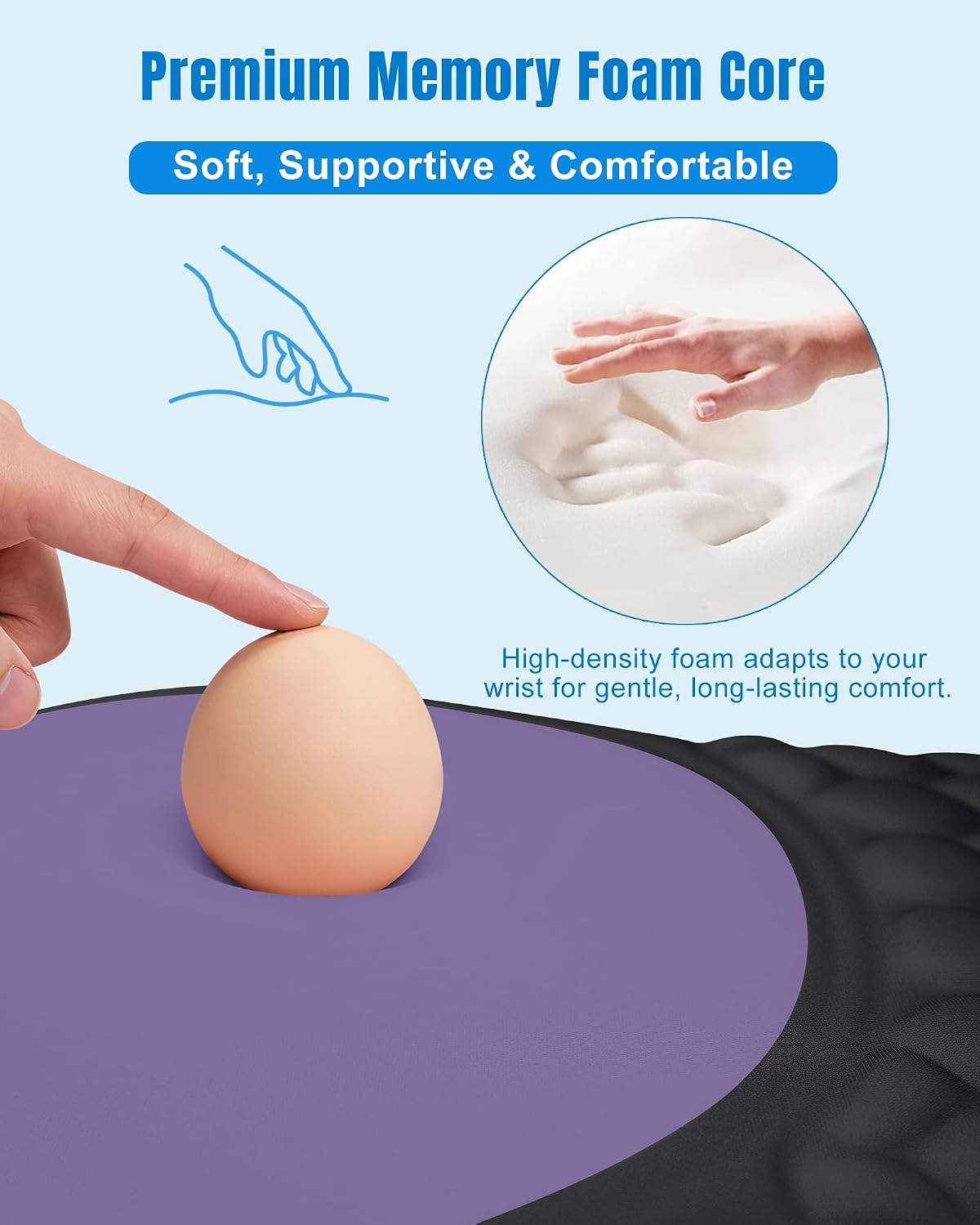 Ergonomic Mouse Pad with Sloped Memory Foam Wrist Rest (Black)