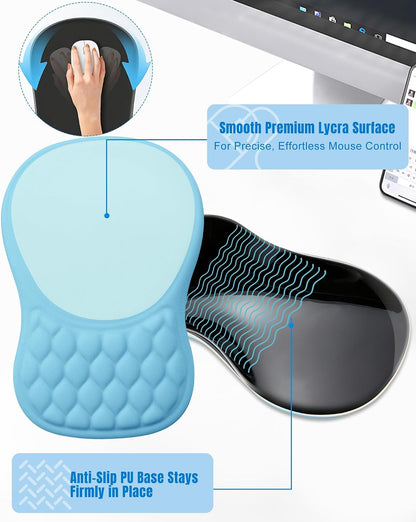 Ergonomic Mouse Pad with Sloped Memory Foam Wrist Rest (Black)