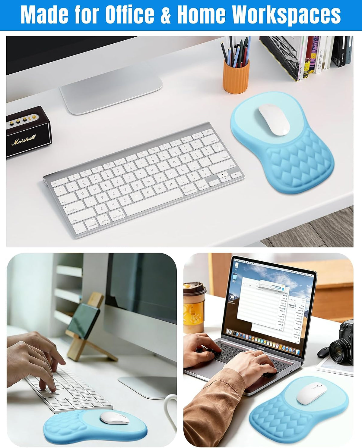 Ergonomic Mouse Pad with Sloped Memory Foam Wrist Rest (Black)