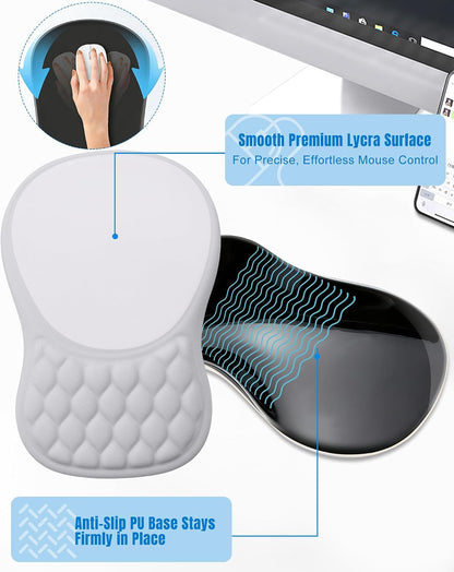 Ergonomic Mouse Pad with Sloped Memory Foam Wrist Rest (Black)