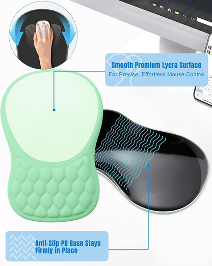 Ergonomic Mouse Pad with Sloped Memory Foam Wrist Rest (Black)