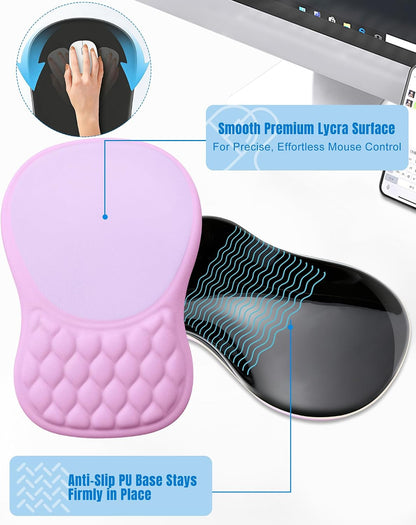 Ergonomic Mouse Pad with Sloped Memory Foam Wrist Rest (Black)
