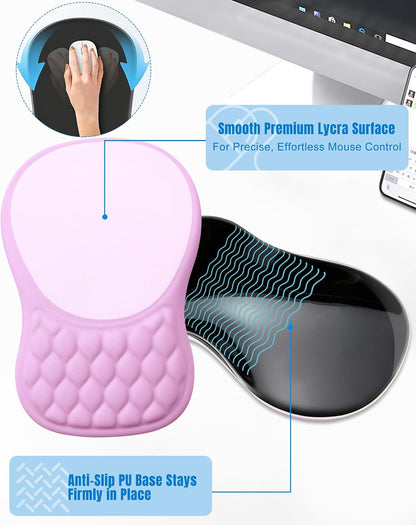 Ergonomic Mouse Pad with Sloped Memory Foam Wrist Rest (Black)