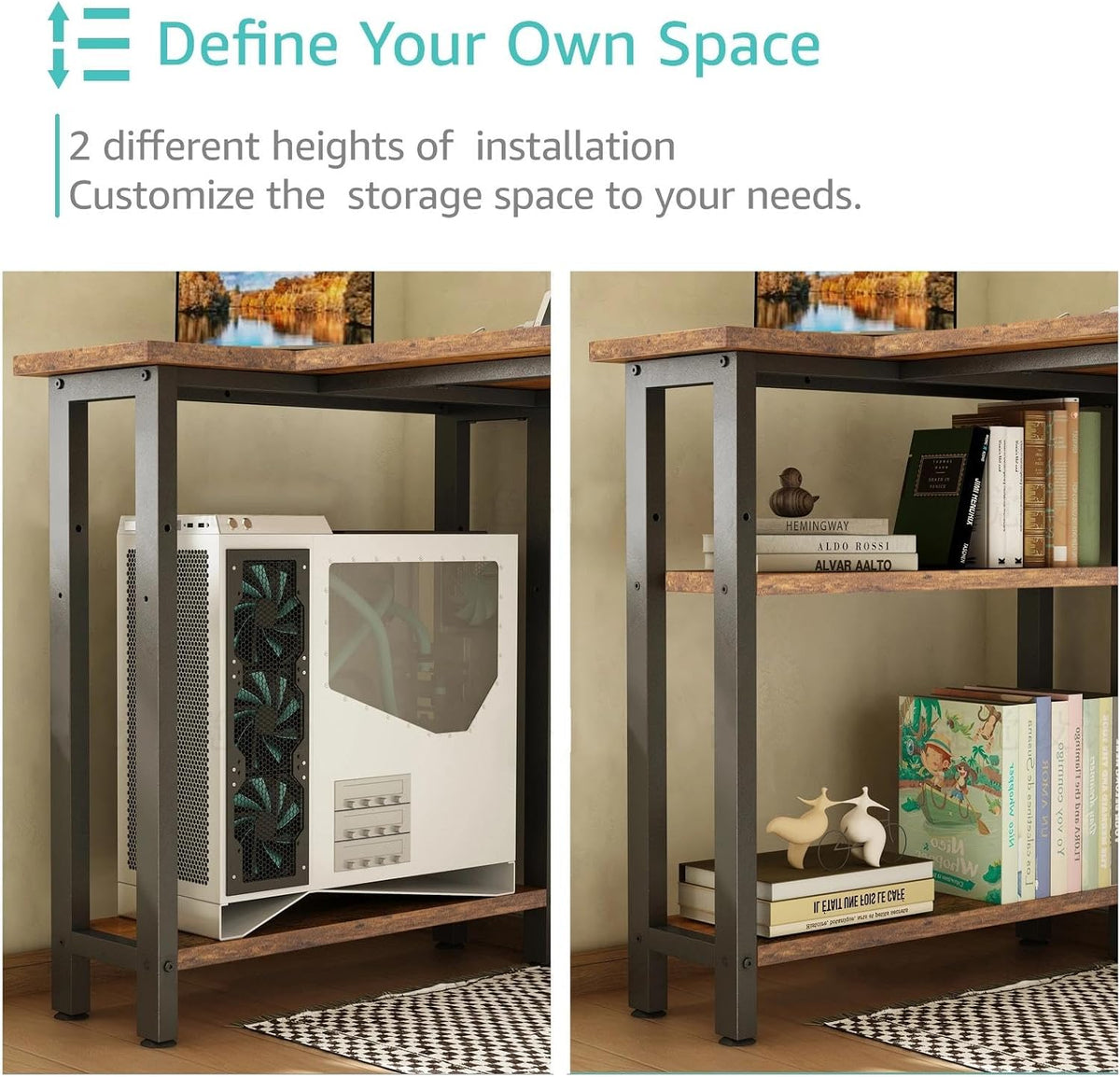 White L Shaped Computer Desk with Drawers & Storage Shelves, 47 Inch Corner Reversible Desk with Power Outlet for Home Office Bedroom, L-Shaped Teen PC Desks with Fabric Drawer, White