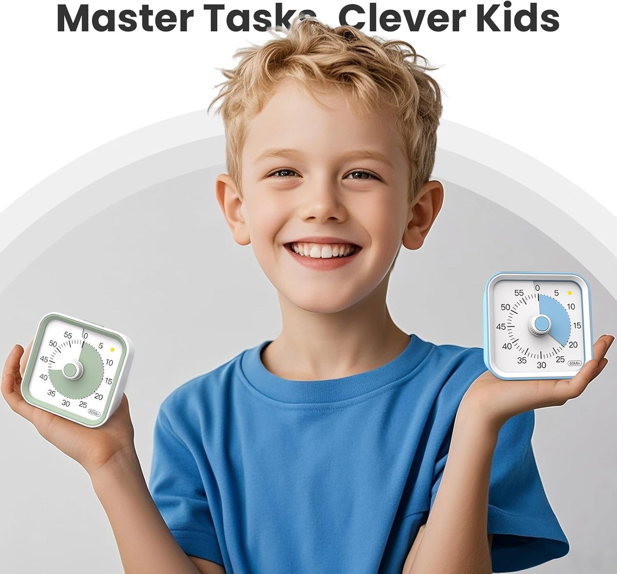 Visual Timer for Kids, Countdown Timer with Pause Function, White