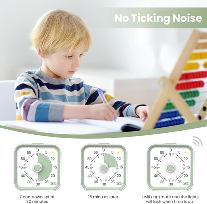 Visual Timer for Kids, Countdown Timer with Pause Function, White