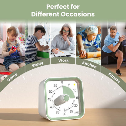 Visual Timer for Kids, Countdown Timer with Pause Function, White