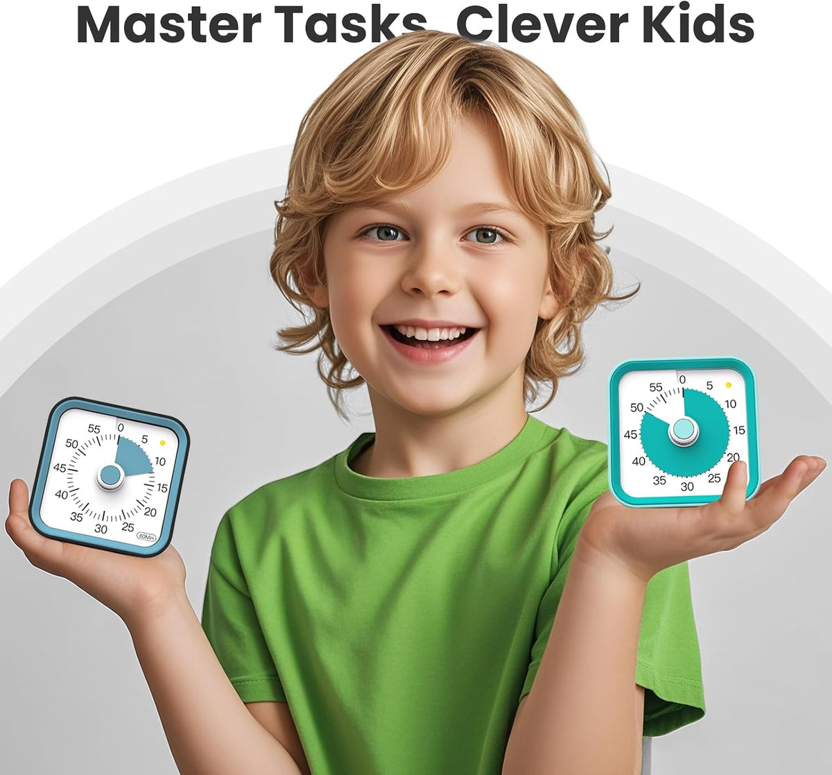 Visual Timer for Kids, Countdown Timer with Pause Function, White