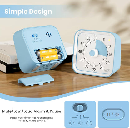 Visual Timer for Kids, Countdown Timer with Pause Function, White