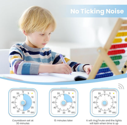 Visual Timer for Kids, Countdown Timer with Pause Function, White