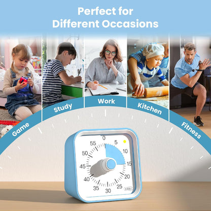 Visual Timer for Kids, Countdown Timer with Pause Function, White