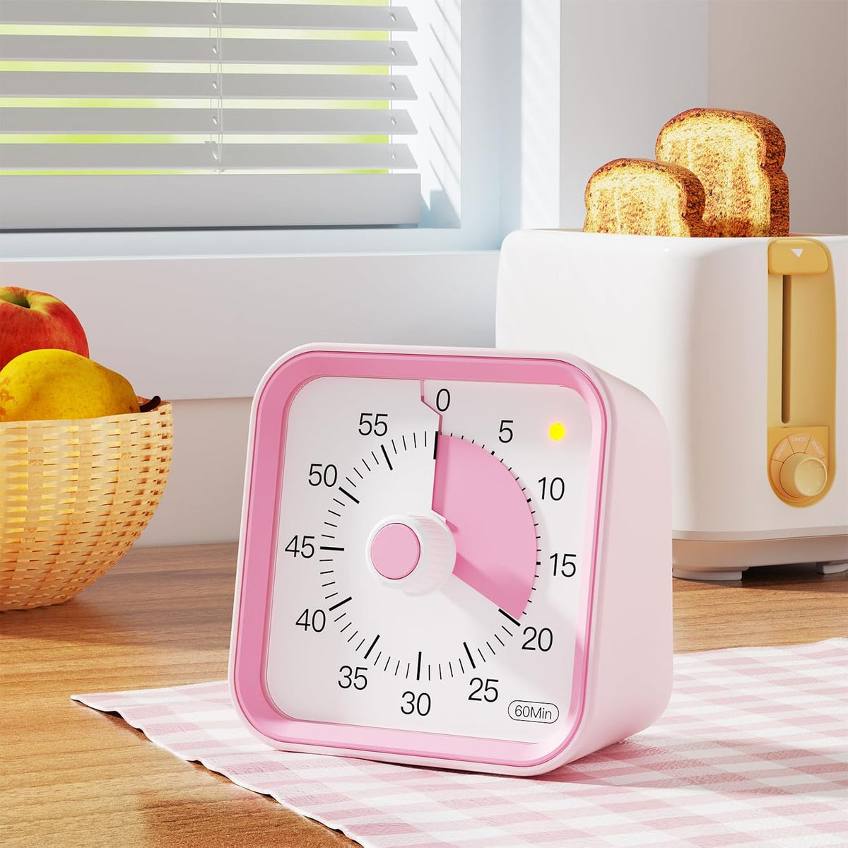 Visual Timer for Kids, Countdown Timer with Pause Function, White