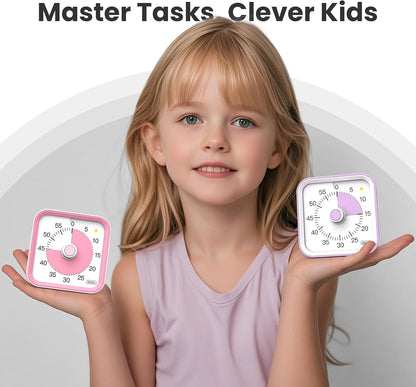 Visual Timer for Kids, Countdown Timer with Pause Function, White