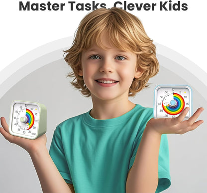 Visual Timer for Kids, Countdown Timer with Pause Function, White