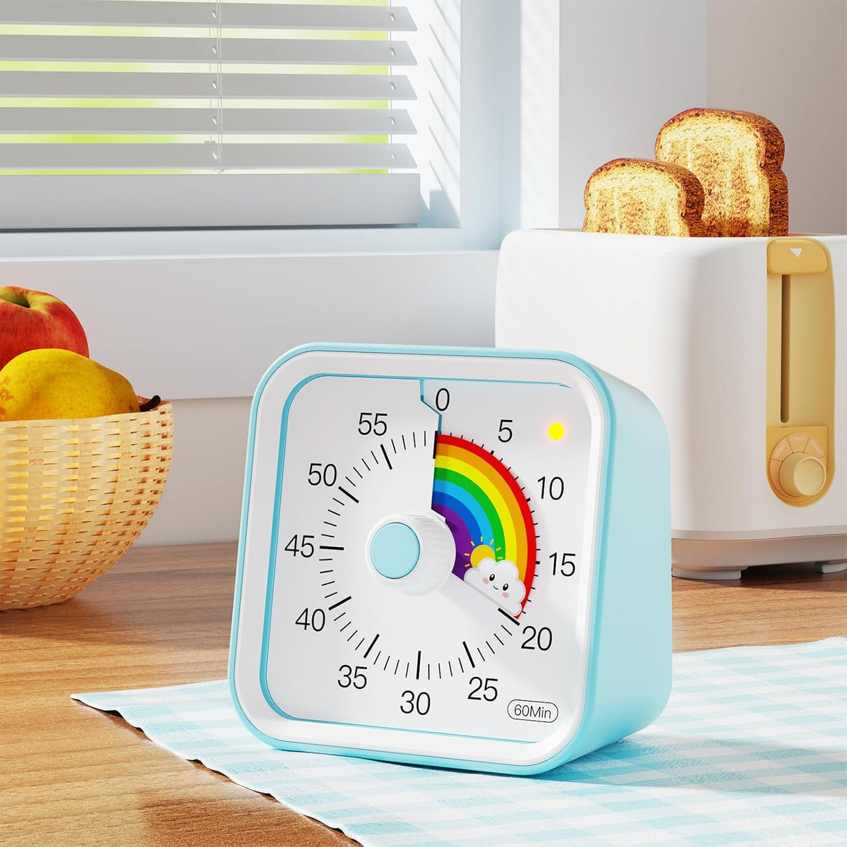 Visual Timer for Kids, Countdown Timer with Pause Function, White