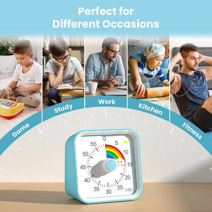 Visual Timer for Kids, Countdown Timer with Pause Function, White