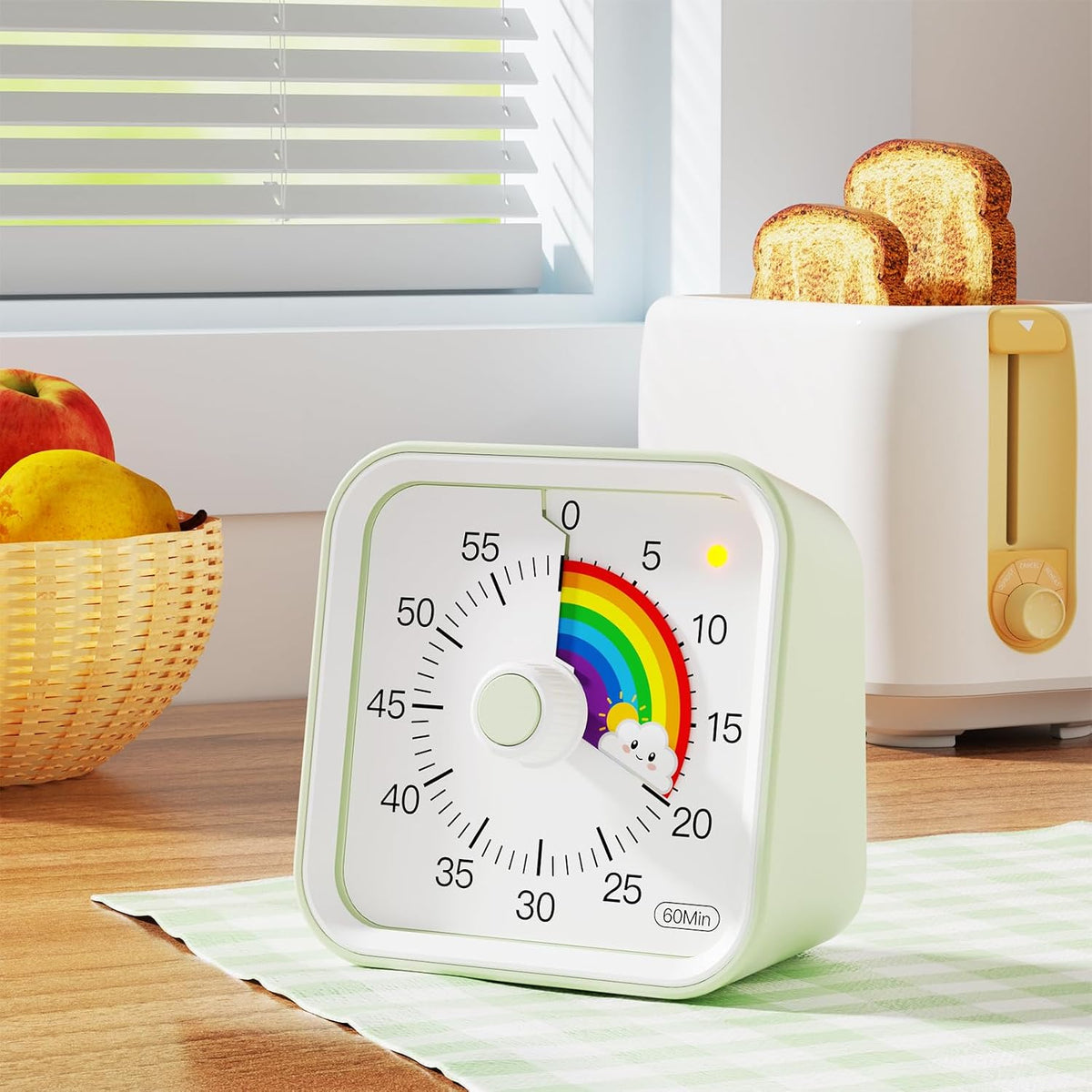 Visual Timer for Kids, Countdown Timer with Pause Function, White