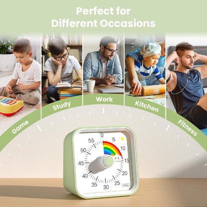 Visual Timer for Kids, Countdown Timer with Pause Function, White