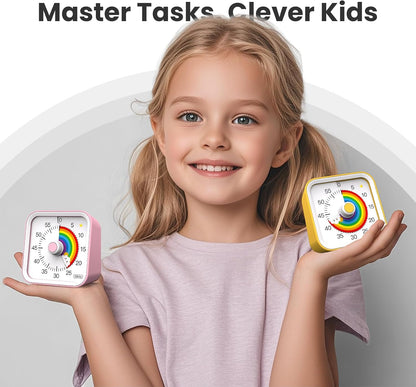 Visual Timer for Kids, Countdown Timer with Pause Function, White