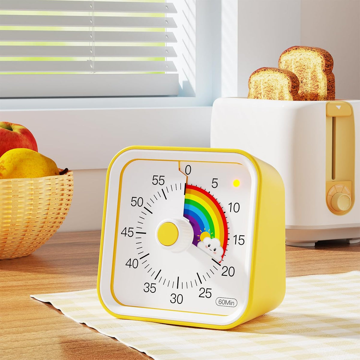 Visual Timer for Kids, Countdown Timer with Pause Function, White