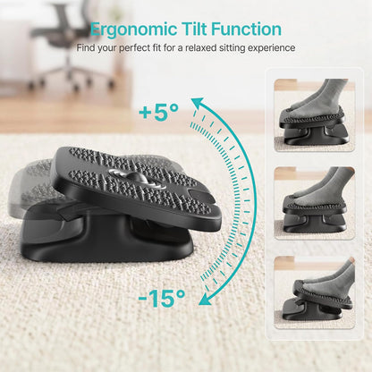Foot Rest Under Desk with Massage, Ergonomic Stepless Adjustable
