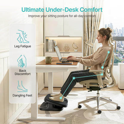 Foot Rest Under Desk with Massage, Ergonomic Stepless Adjustable