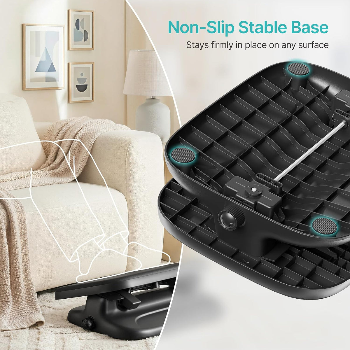Foot Rest Under Desk with Massage, Ergonomic Stepless Adjustable