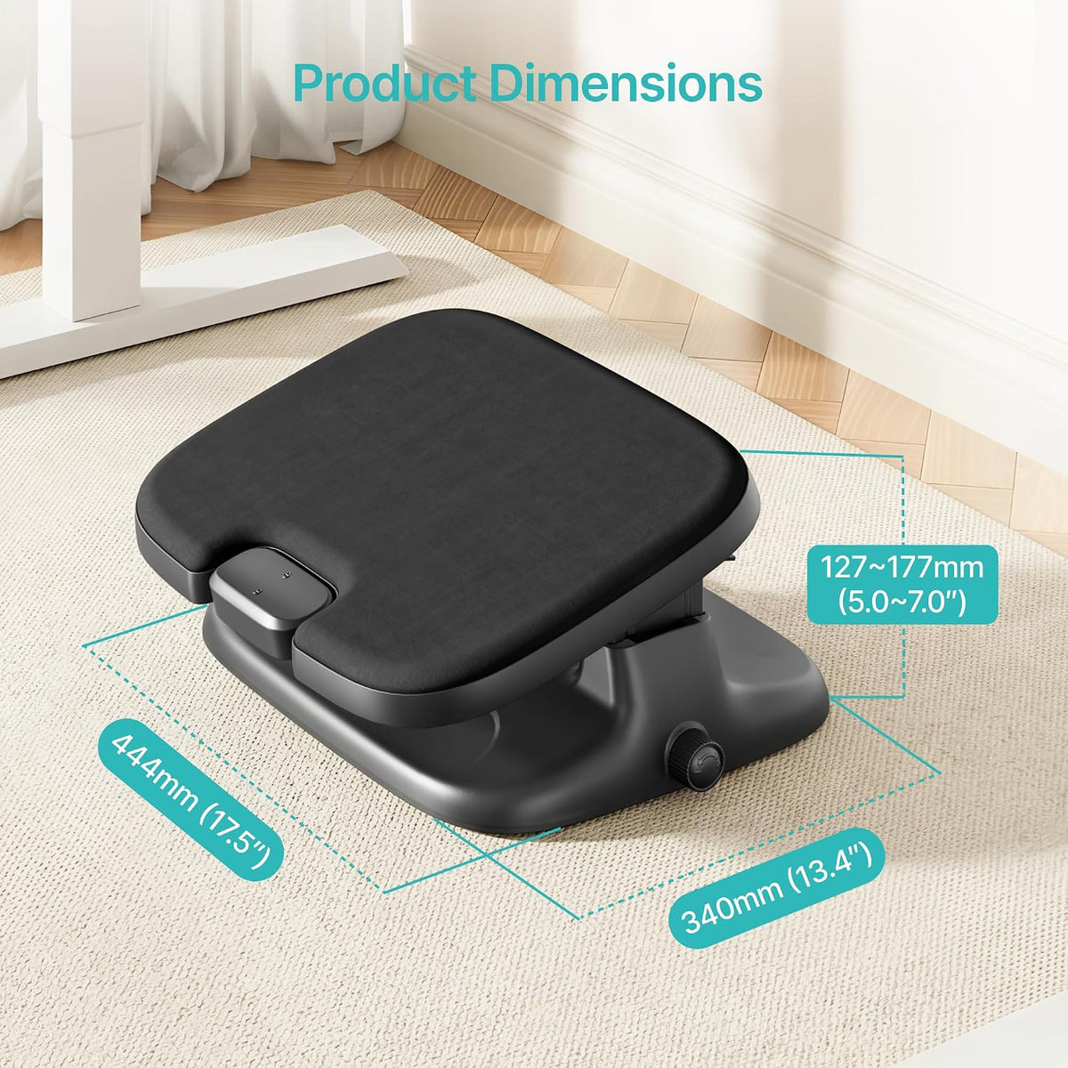 Foot Rest Under Desk with Massage, Ergonomic Stepless Adjustable