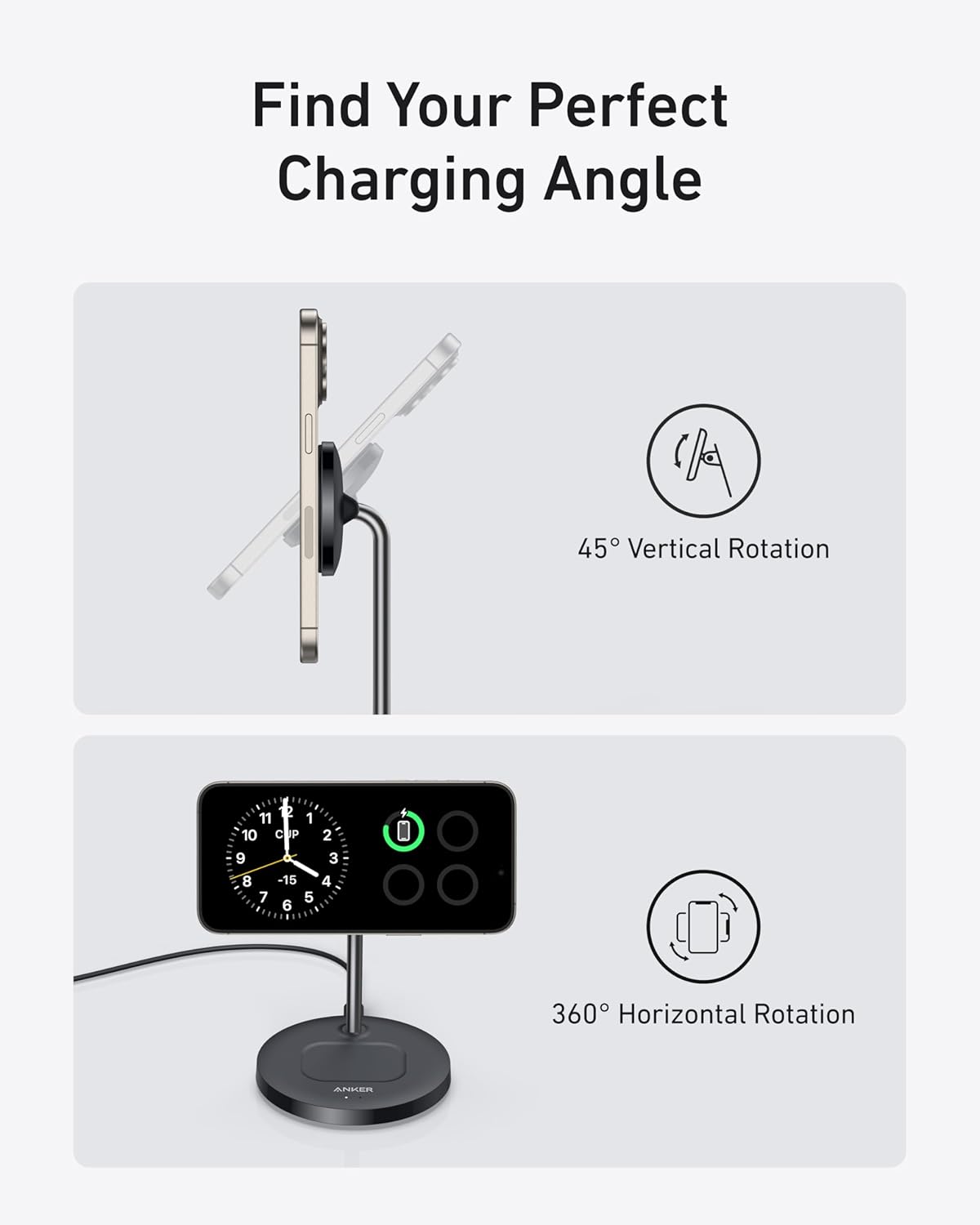 MagGo 2-in-1 MagSafe Compatible Qi2 15W Wireless Charging Stand