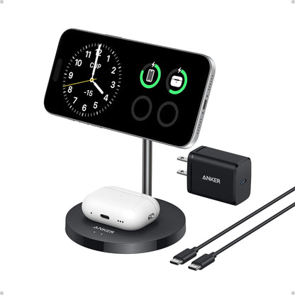 MagGo 2-in-1 MagSafe Compatible Qi2 15W Wireless Charging Stand