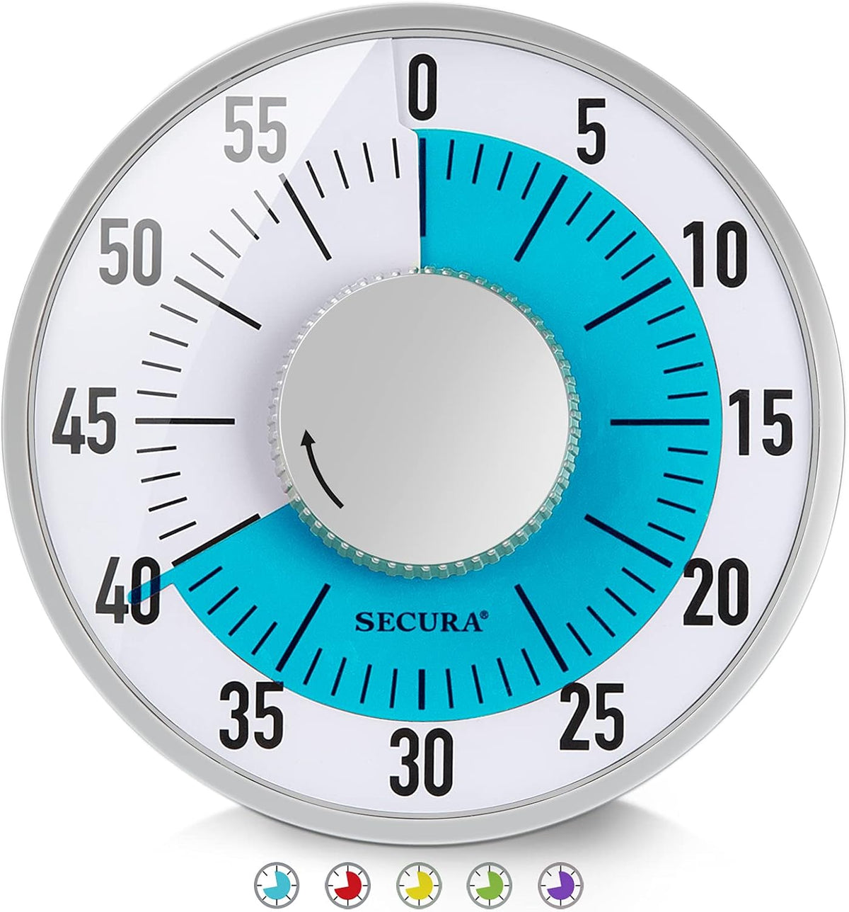 60-Minute Rainbow Visual Timer 6-Inch Mechanical Countdown Timers for Teaching, Meeting, Cooking, Working - Timer for Kids with Magnetic Backing (Black)
