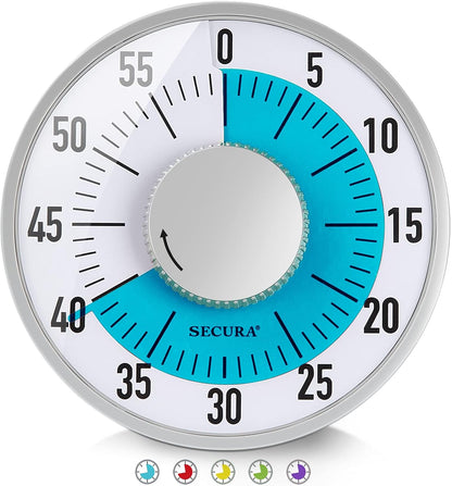 60-Minute Rainbow Visual Timer 6-Inch Mechanical Countdown Timers for Teaching, Meeting, Cooking, Working - Timer for Kids with Magnetic Backing (Black)