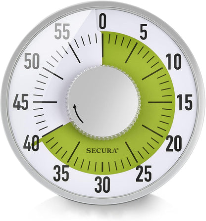 60-Minute Rainbow Visual Timer 6-Inch Mechanical Countdown Timers for Teaching, Meeting, Cooking, Working - Timer for Kids with Magnetic Backing (Black)