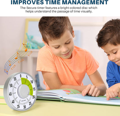 60-Minute Rainbow Visual Timer 6-Inch Mechanical Countdown Timers for Teaching, Meeting, Cooking, Working - Timer for Kids with Magnetic Backing (Black)