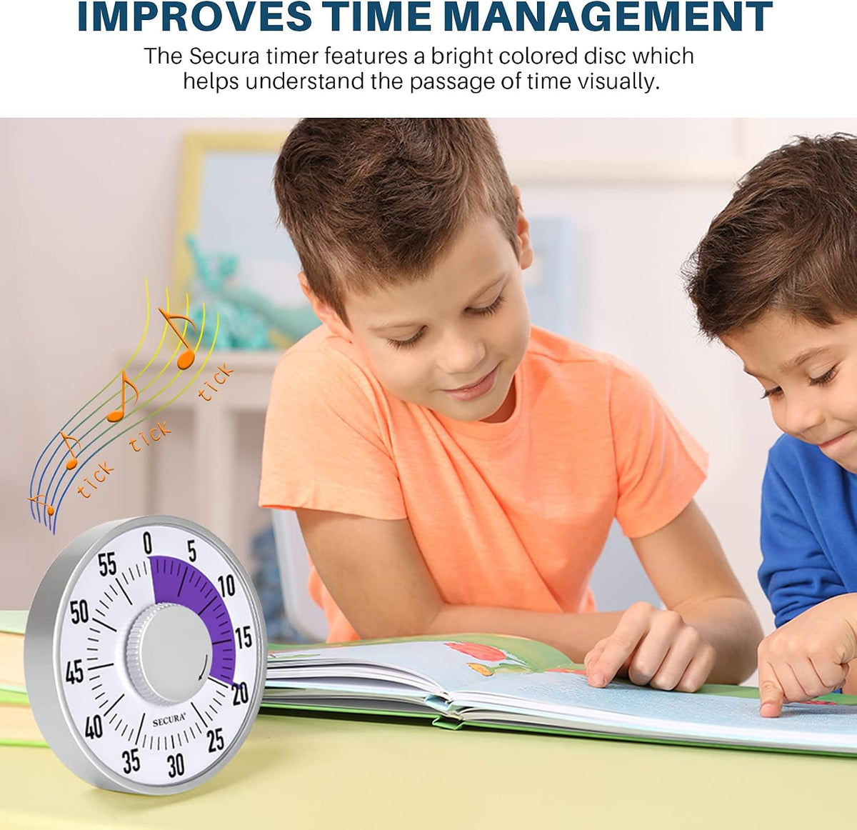 60-Minute Rainbow Visual Timer 6-Inch Mechanical Countdown Timers for Teaching, Meeting, Cooking, Working - Timer for Kids with Magnetic Backing (Black)