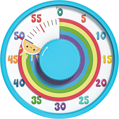 60-Minute Rainbow Visual Timer 6-Inch Mechanical Countdown Timers for Teaching, Meeting, Cooking, Working - Timer for Kids with Magnetic Backing (Black)