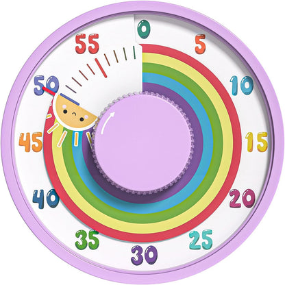 60-Minute Rainbow Visual Timer 6-Inch Mechanical Countdown Timers for Teaching, Meeting, Cooking, Working - Timer for Kids with Magnetic Backing (Black)