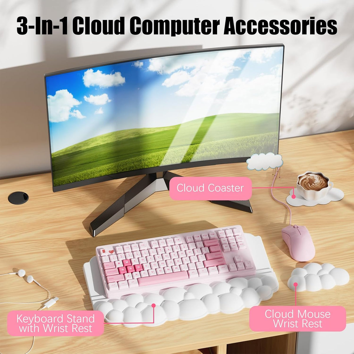 Ergonomic Wrist Rest for Keyboard and Mouse, Cloud Keyboard Stand Pad