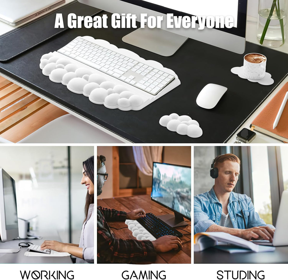 Ergonomic Wrist Rest for Keyboard and Mouse, Cloud Keyboard Stand Pad