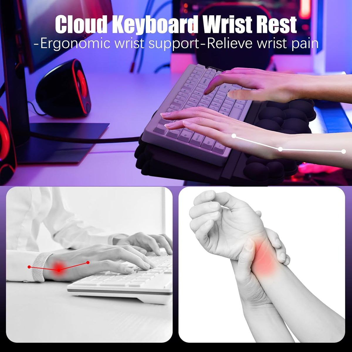 Ergonomic Wrist Rest for Keyboard and Mouse, Cloud Keyboard Stand Pad