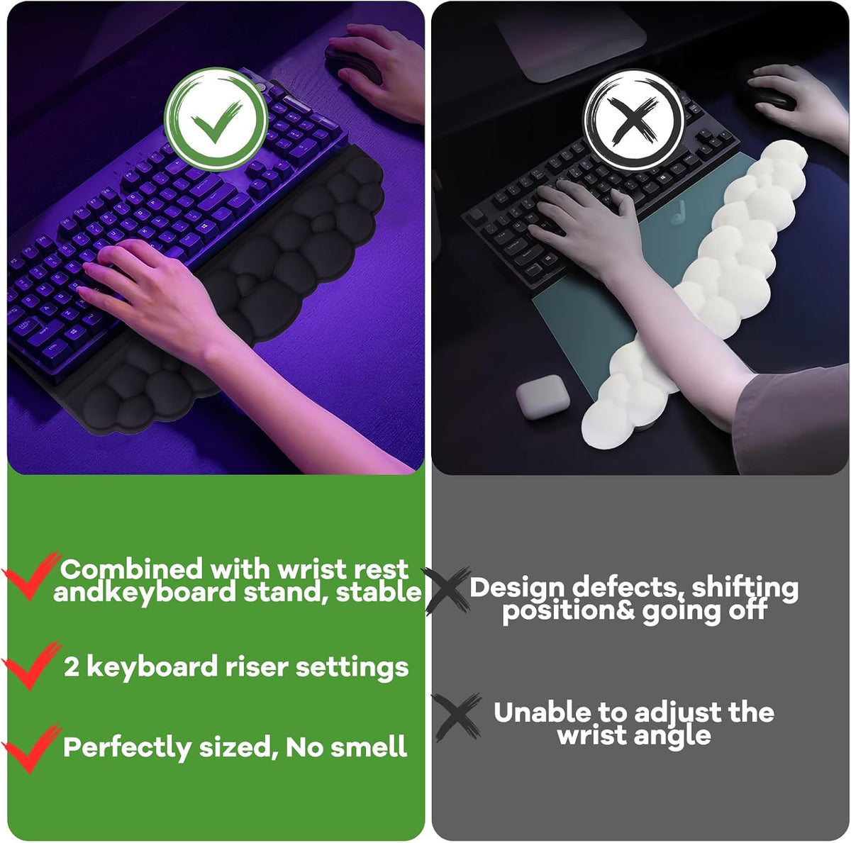 Ergonomic Wrist Rest for Keyboard and Mouse, Cloud Keyboard Stand Pad