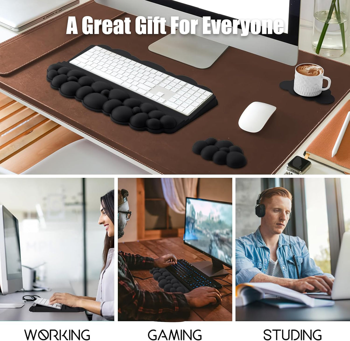 Ergonomic Wrist Rest for Keyboard and Mouse, Cloud Keyboard Stand Pad