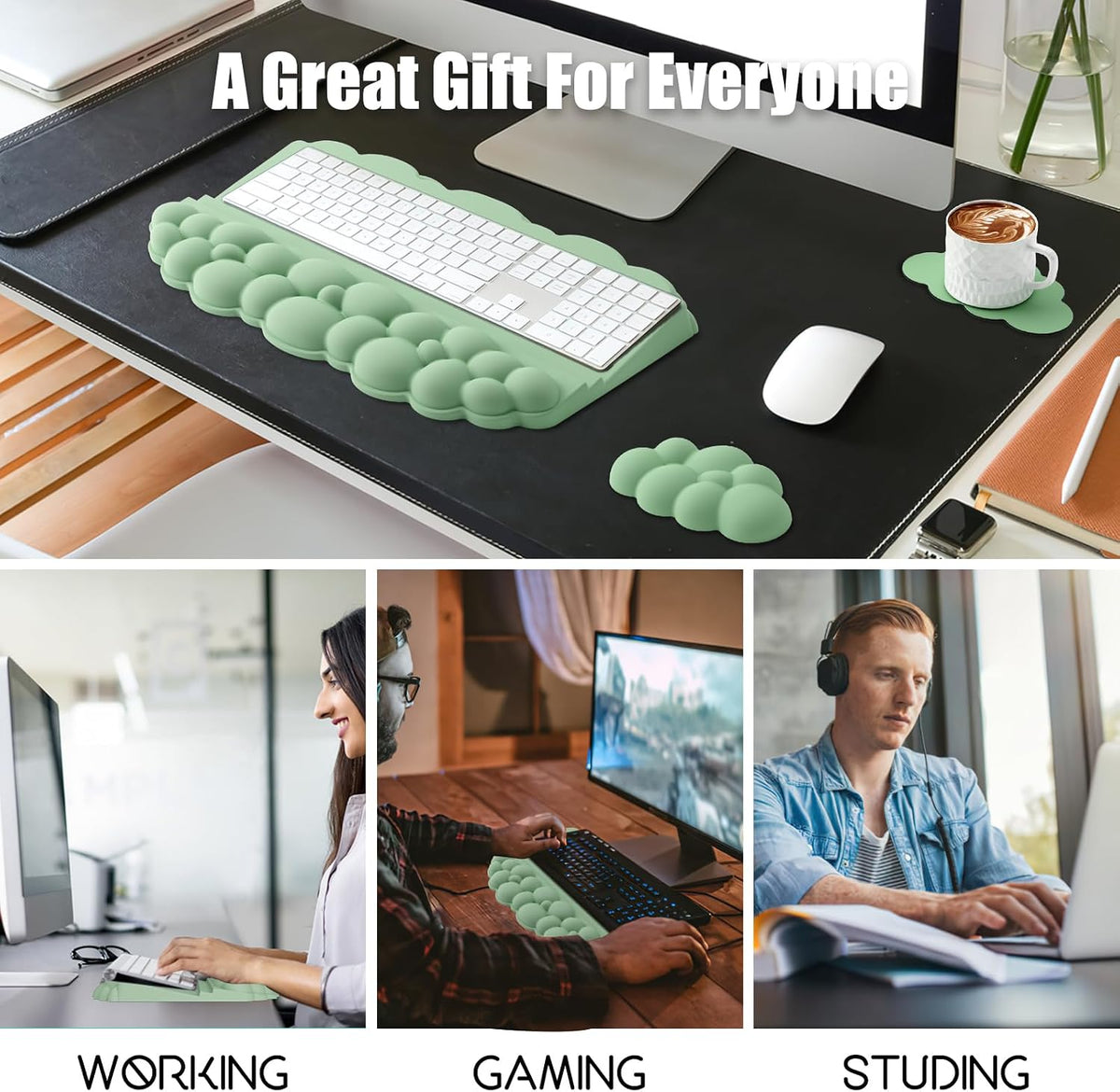 Ergonomic Wrist Rest for Keyboard and Mouse, Cloud Keyboard Stand Pad