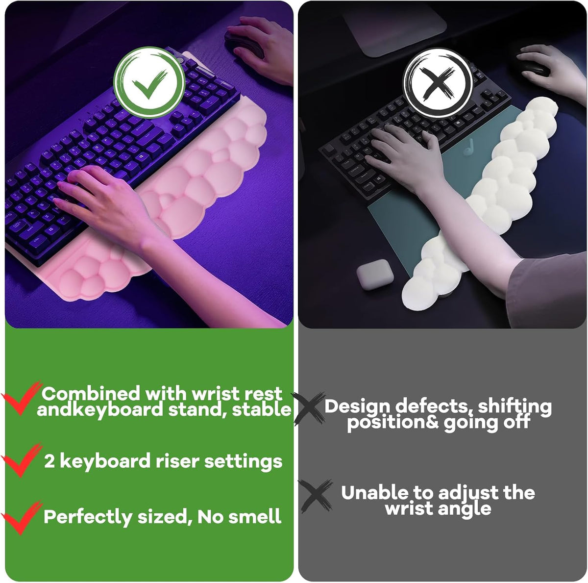Ergonomic Wrist Rest for Keyboard and Mouse, Cloud Keyboard Stand Pad
