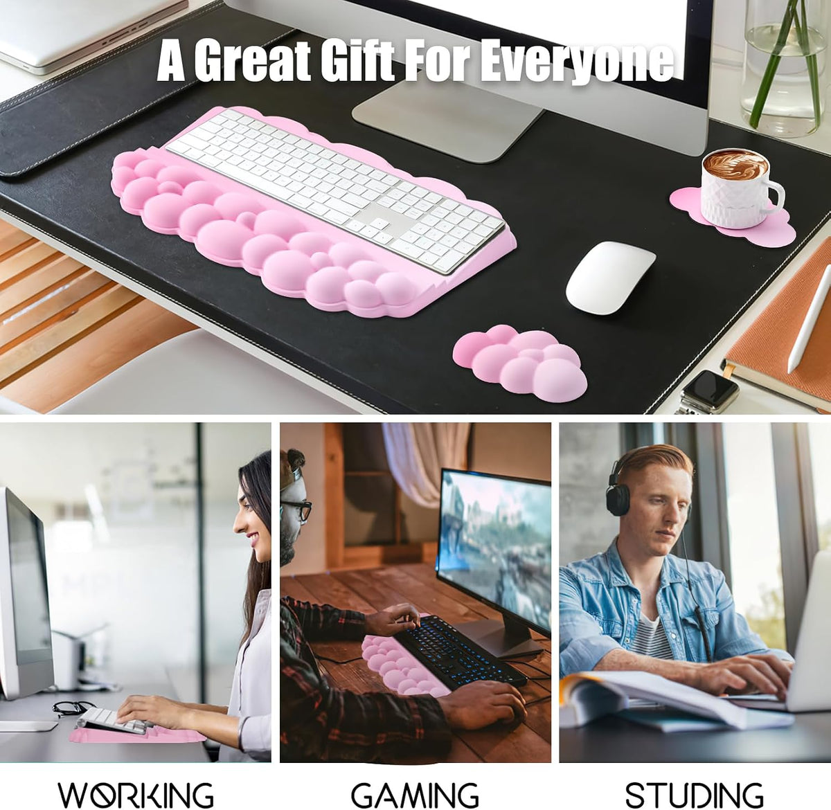 Ergonomic Wrist Rest for Keyboard and Mouse, Cloud Keyboard Stand Pad
