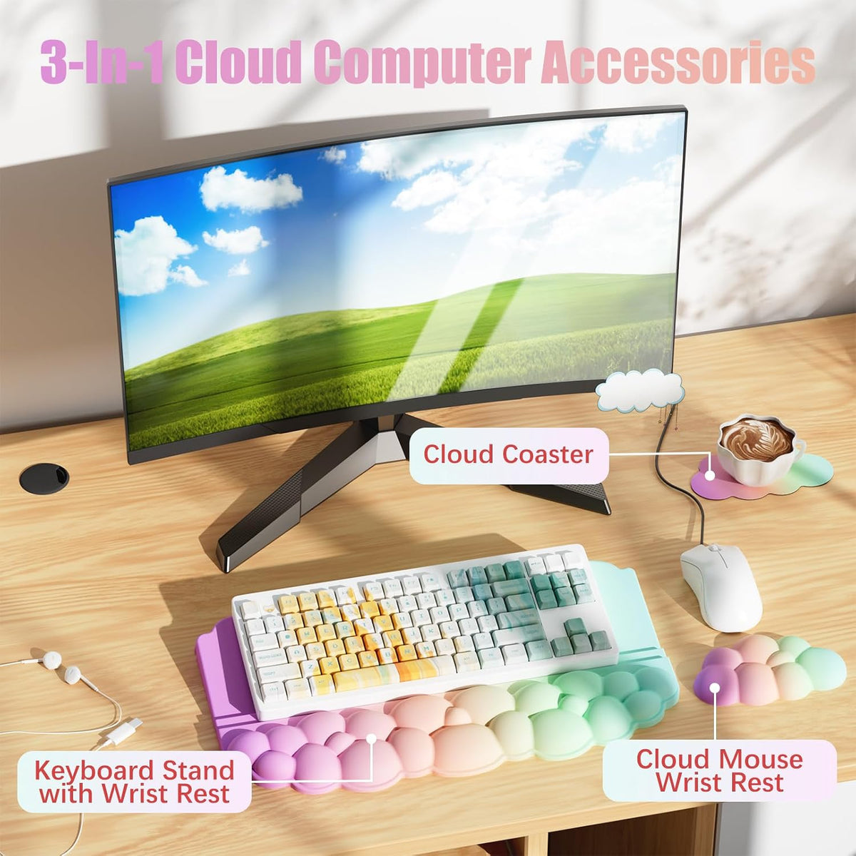 Ergonomic Wrist Rest for Keyboard and Mouse, Cloud Keyboard Stand Pad